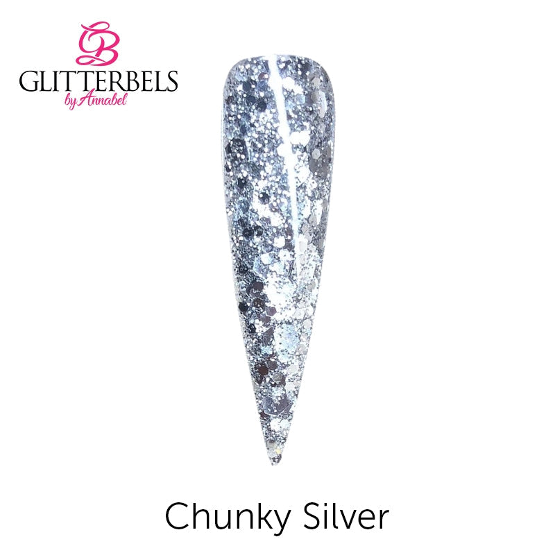 Glitterbels Pre Mixed Glitter Acrylic Powder 28g Chunky Silver