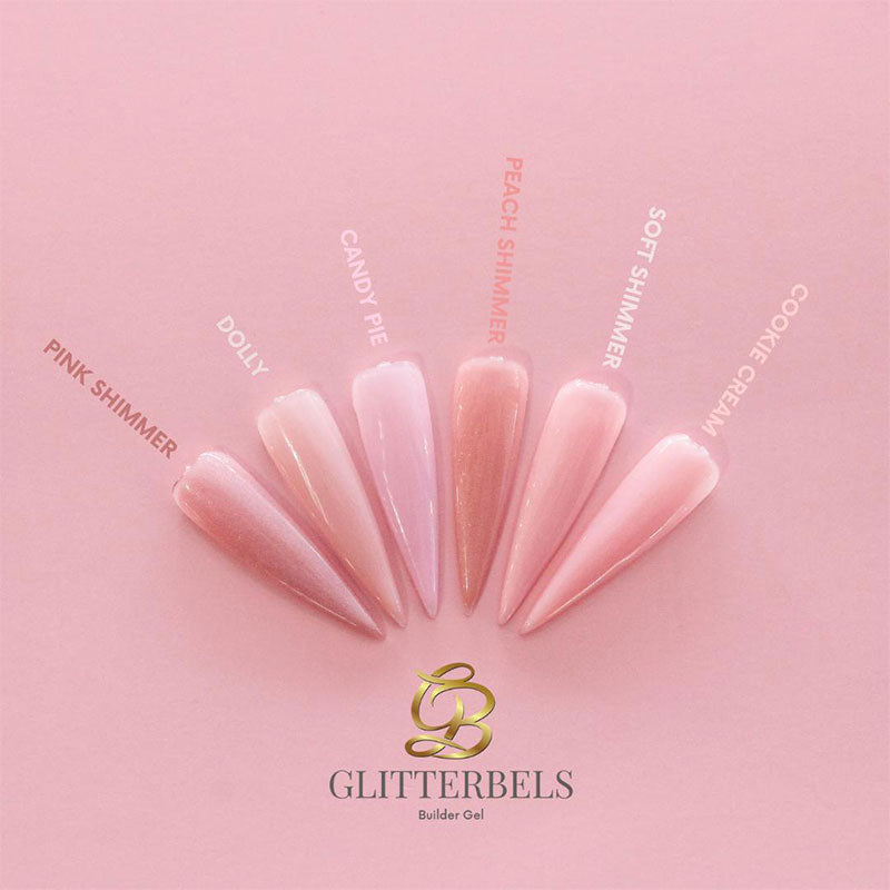 Glitterbels Brush On Builder Gel 17ml Pink Shimmer
