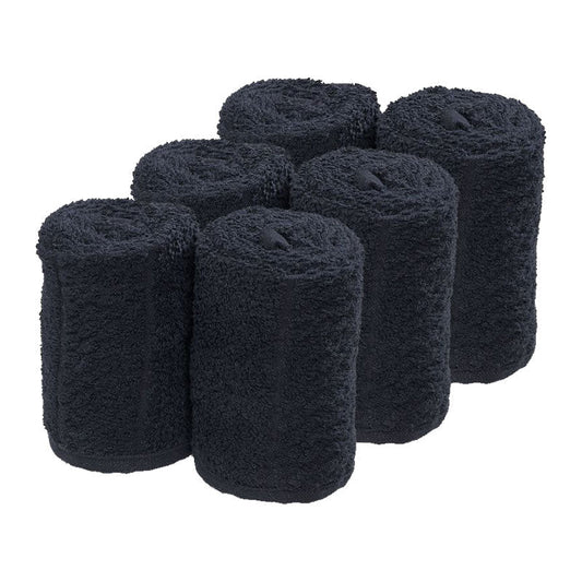 Barburys Facial Wrap Towels Black 70cm x 20cm 6 Pack