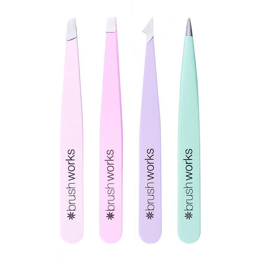 Brushworks HD 4 Piece Combination Tweezer Set - Pastels