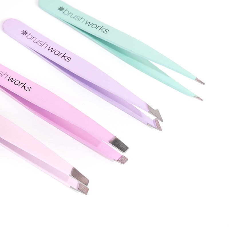 Brushworks HD 4 Piece Combination Tweezer Set - Pastels