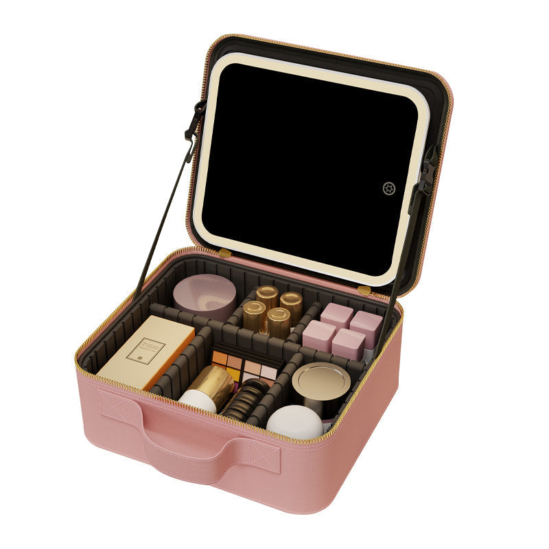 Bella Beauty Case Pink with LED Mirror