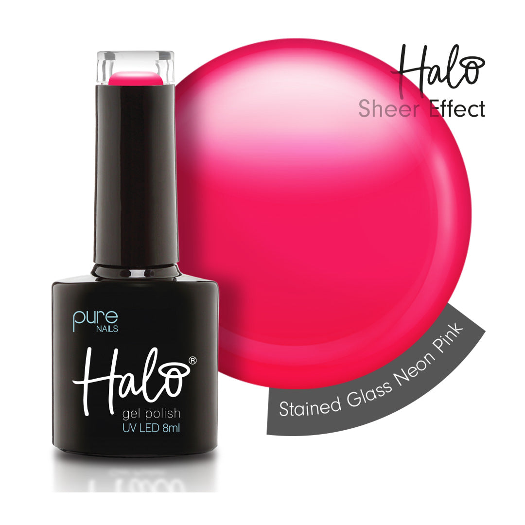 Halo Hema Free Gel Polish Neon Pink 8ml Stained Glass Collection