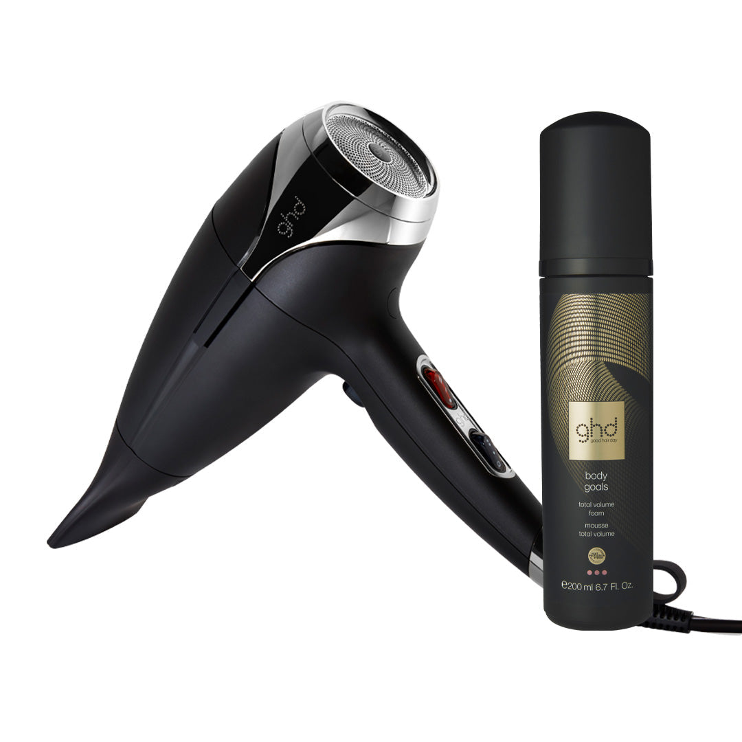 ghd Helios Hair Dryer Black and Body Goals Power Couple Professional Use