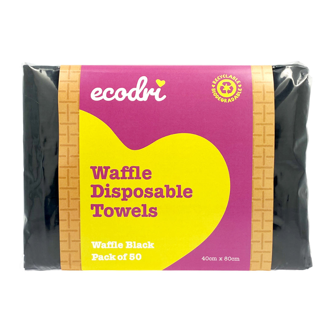 Ecodri Waffle Disposable Towels Black Pack of 50