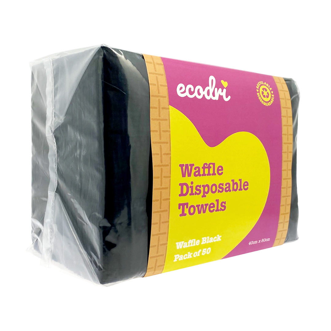 Ecodri Waffle Disposable Towels Black Pack of 50