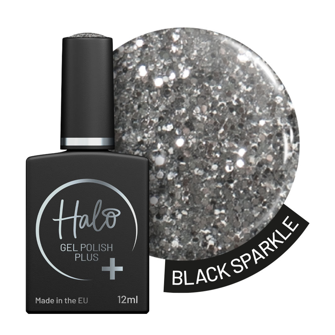 Halo Hema Free Gel Polish Plus Black Sparkle 12ml