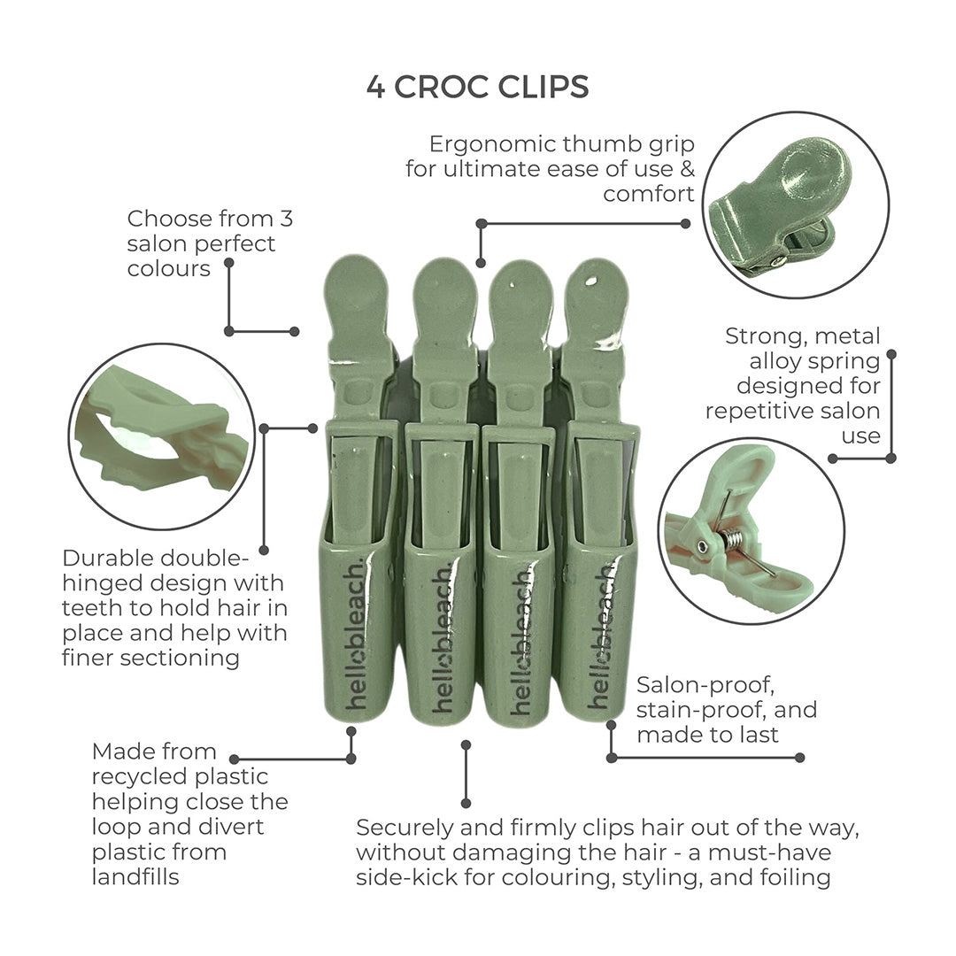 Hello Bleach The Croc Clip Jade x 4