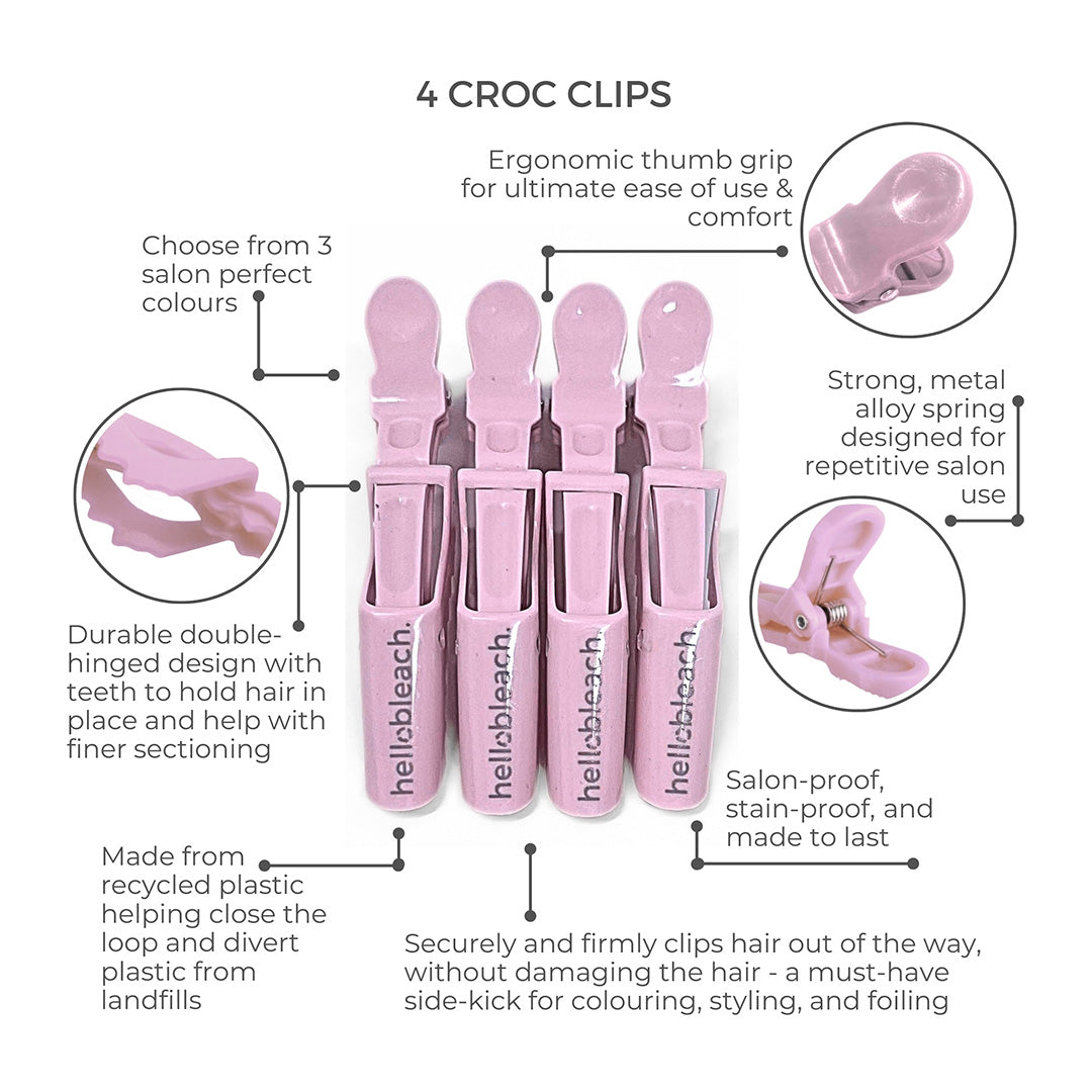 Hello Bleach The Croc Clip Bby Pink x 4