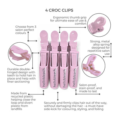 Hello Bleach The Croc Clip Bby Pink x 4