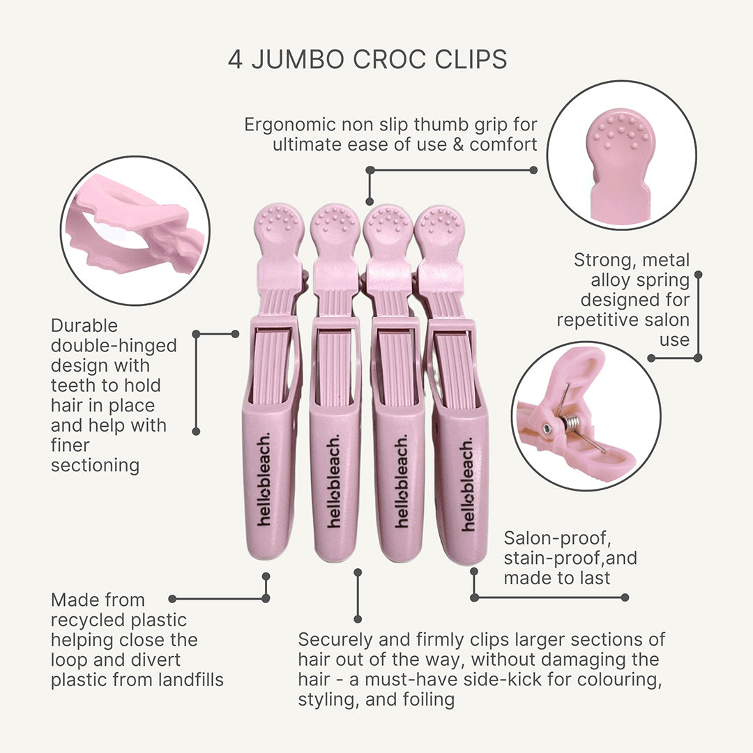 Hello Bleach The Jumbo Croc Clip Bby Pink x 4