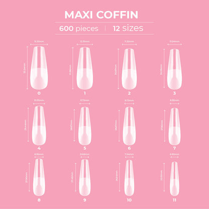 Glitterbels Dream Cover Full Tips Coffin Maxi Box of 600
