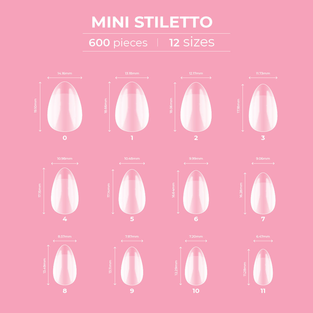 Glitterbels Dream Cover Full Tips Stiletto Mini Box of 600