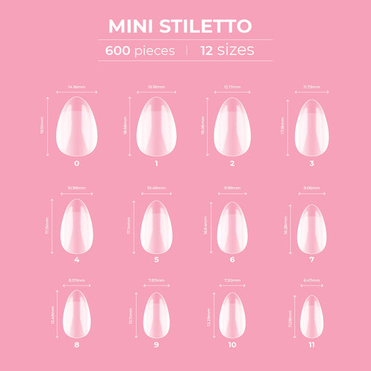 Glitterbels Dream Cover Full Tips Stiletto Mini Box of 600
