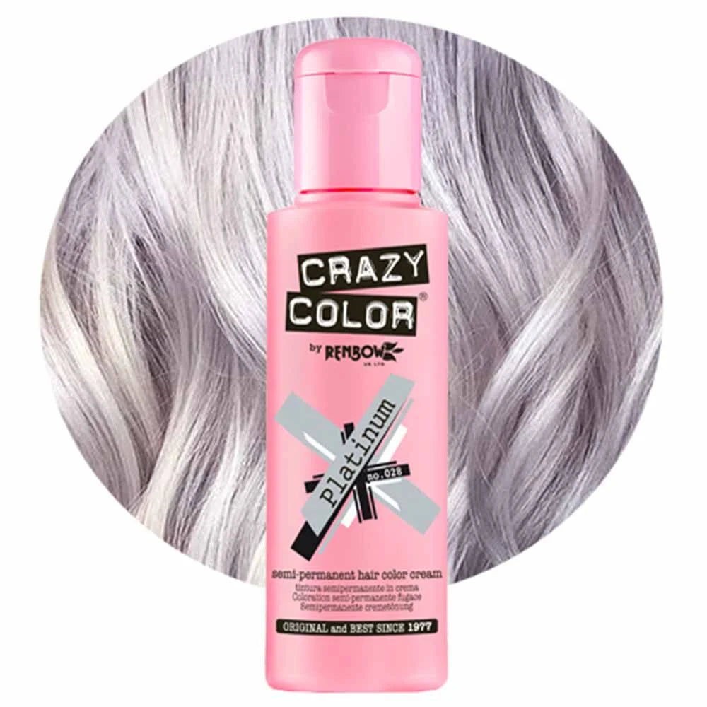 Crazy Color Semi Permanent Vegan Hair Colour Cream - Platinum - 100ml