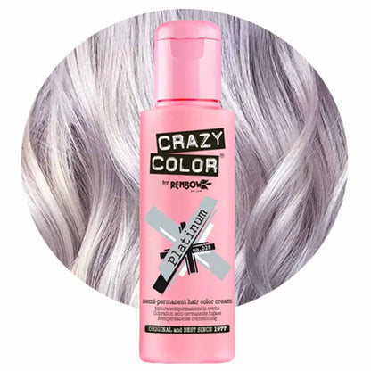 Crazy Color Semi Permanent Vegan Hair Colour Cream - Platinum - 100ml