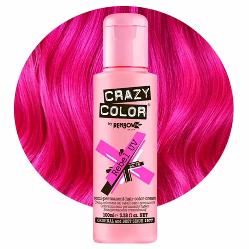 Crazy Color Semi Permanent Vegan Hair Colour Cream - Rebel UV - 100ml