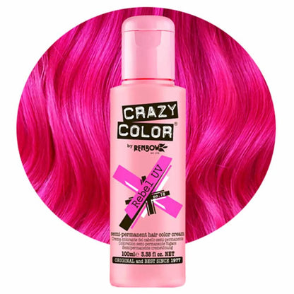 Crazy Color Semi Permanent Vegan Hair Colour Cream - Rebel UV - 100ml