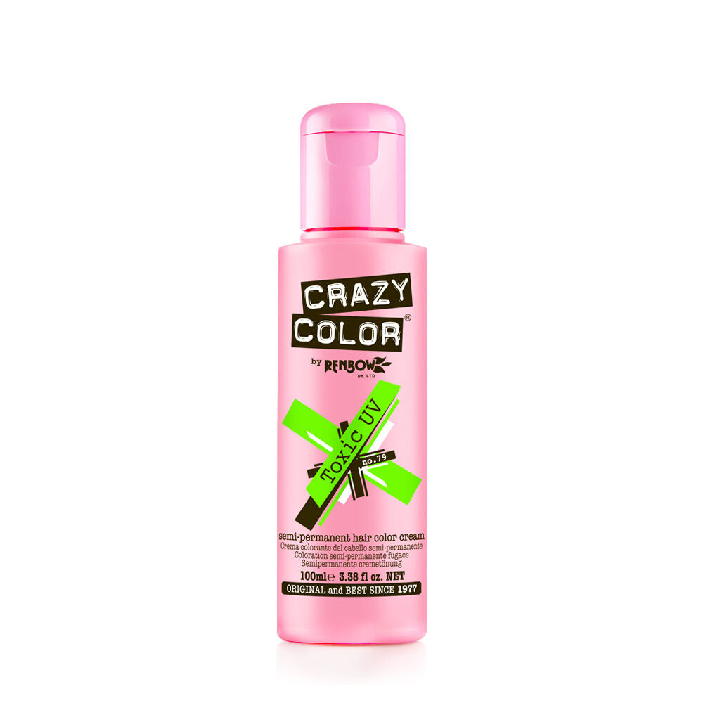 Crazy Color Semi Permanent Vegan Hair Colour Cream - Toxic UV - 100ml
