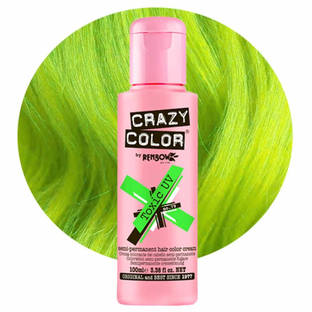Crazy Color Semi Permanent Vegan Hair Colour Cream - Toxic UV - 100ml