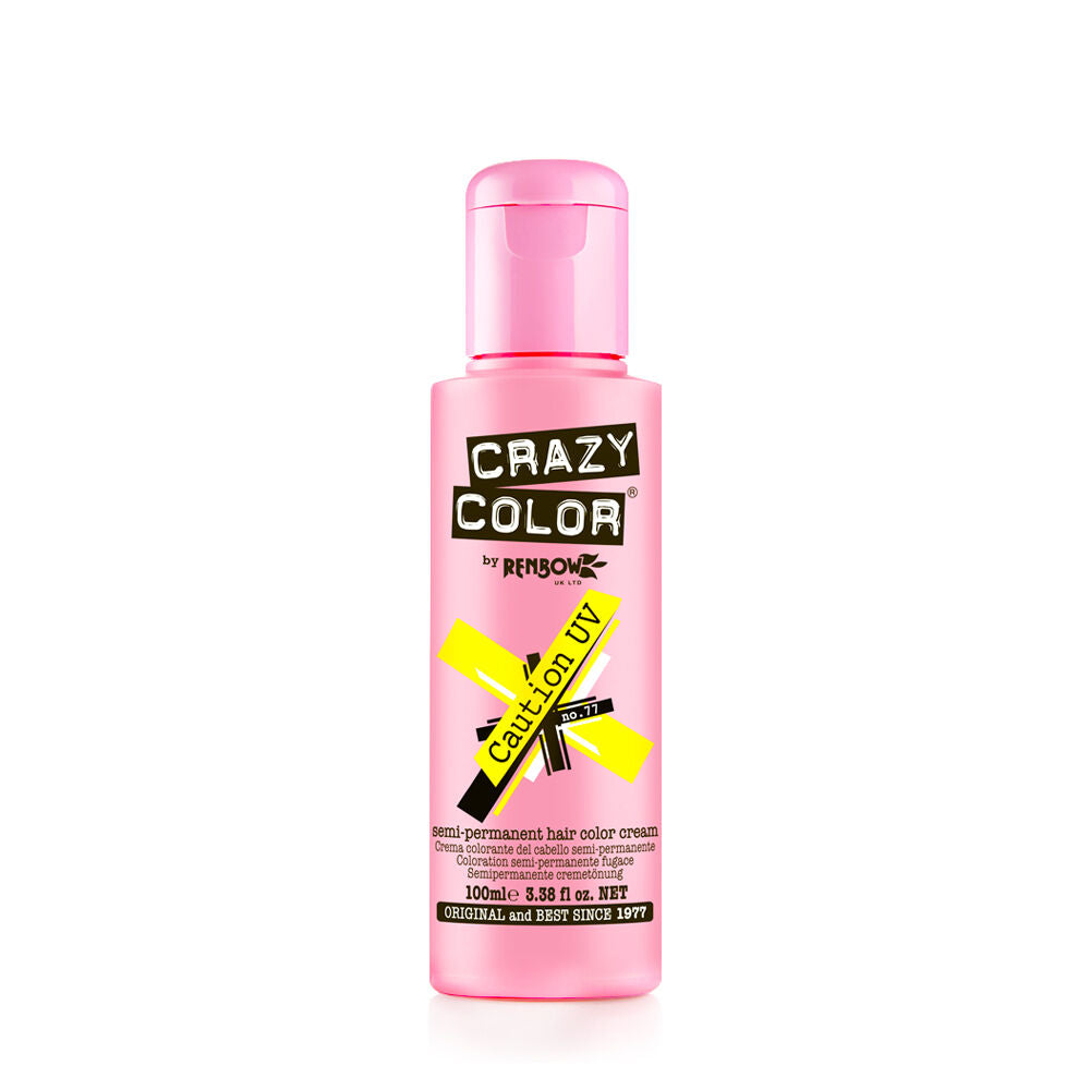 Crazy Color Semi Permanent Vegan Hair Colour Cream - Caution UV - 100ml