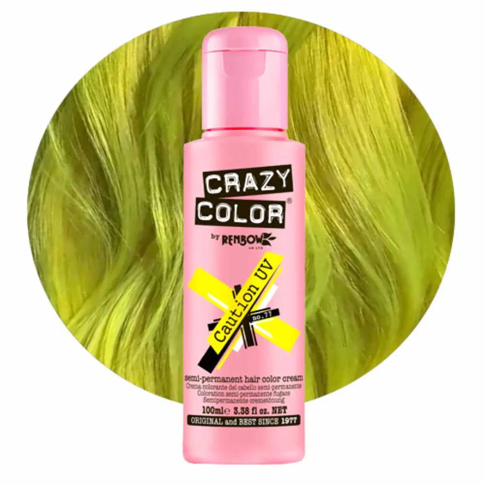 Crazy Color Semi Permanent Vegan Hair Colour Cream - Caution UV - 100ml