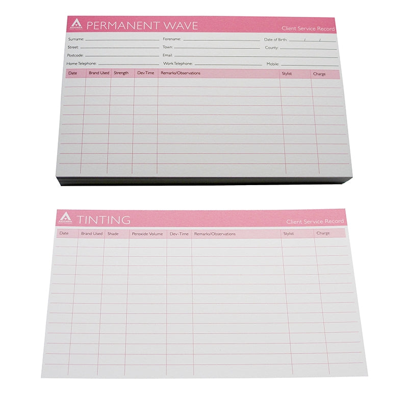 Agenda Perm/Tint Mixed Record cards x100