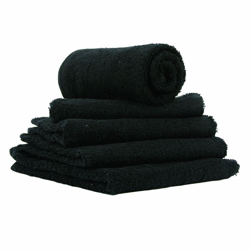 Chlorine Resistant Dyed Black Towels x12