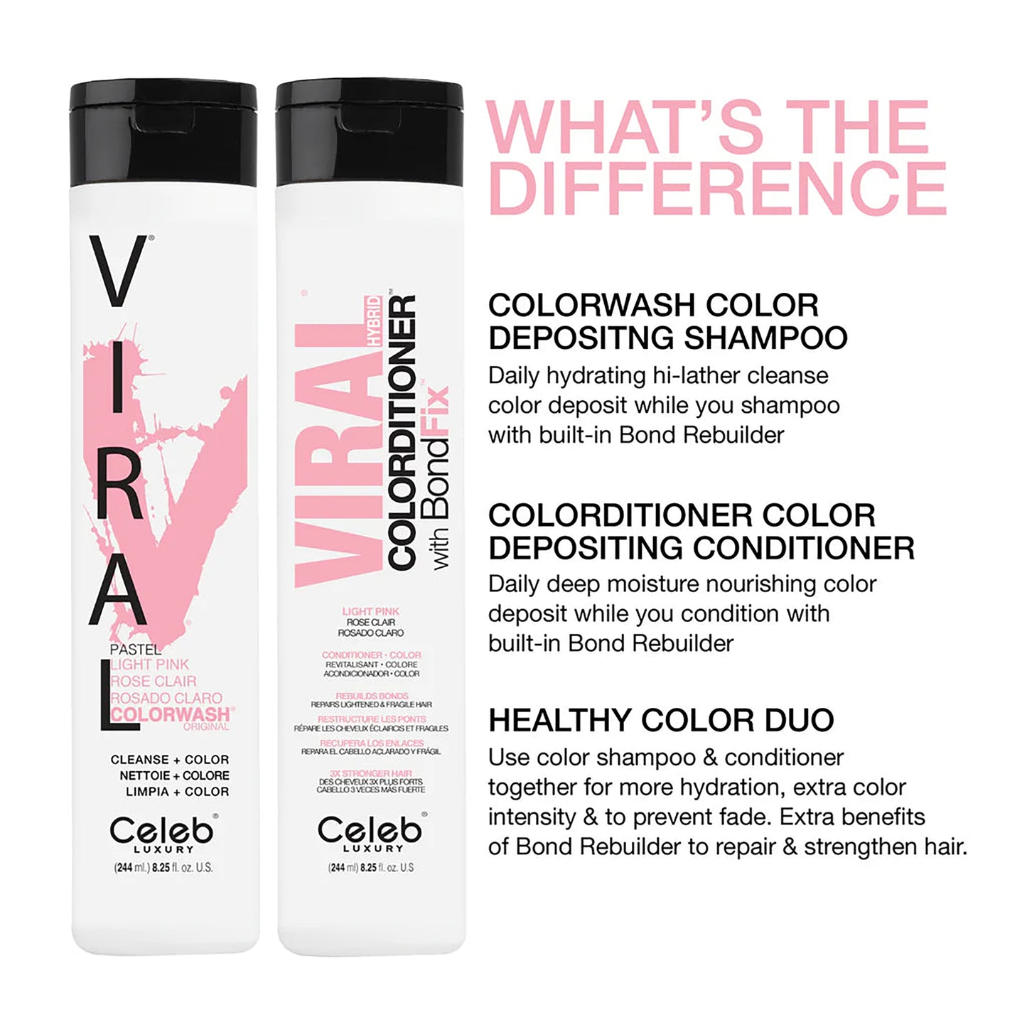 Celeb Luxury Viral Shampoo Colorwash Vegan Shampoo -  Pastel Rose Gold - 244ml