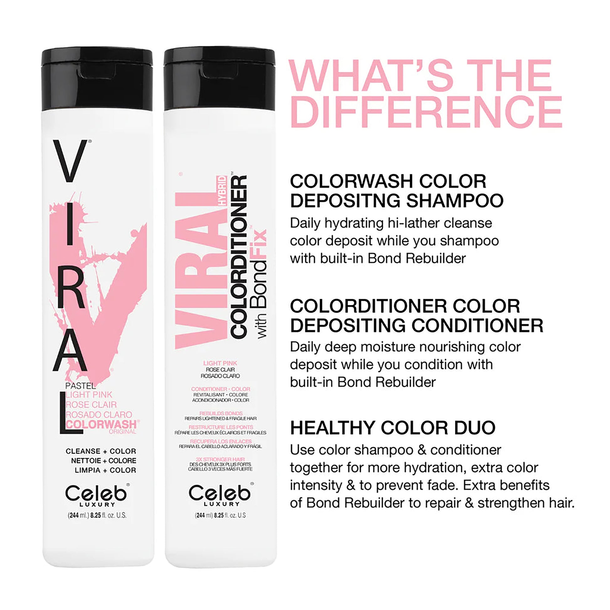 Celeb Luxury Viral Shampoo Colorwash Vegan Shampoo -  Pastel Rose Gold - 244ml