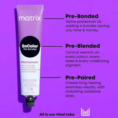 Matrix SoColor Pre-Bonded Permanent Hair Colour, Extra Coverage - 508BC - 90ml