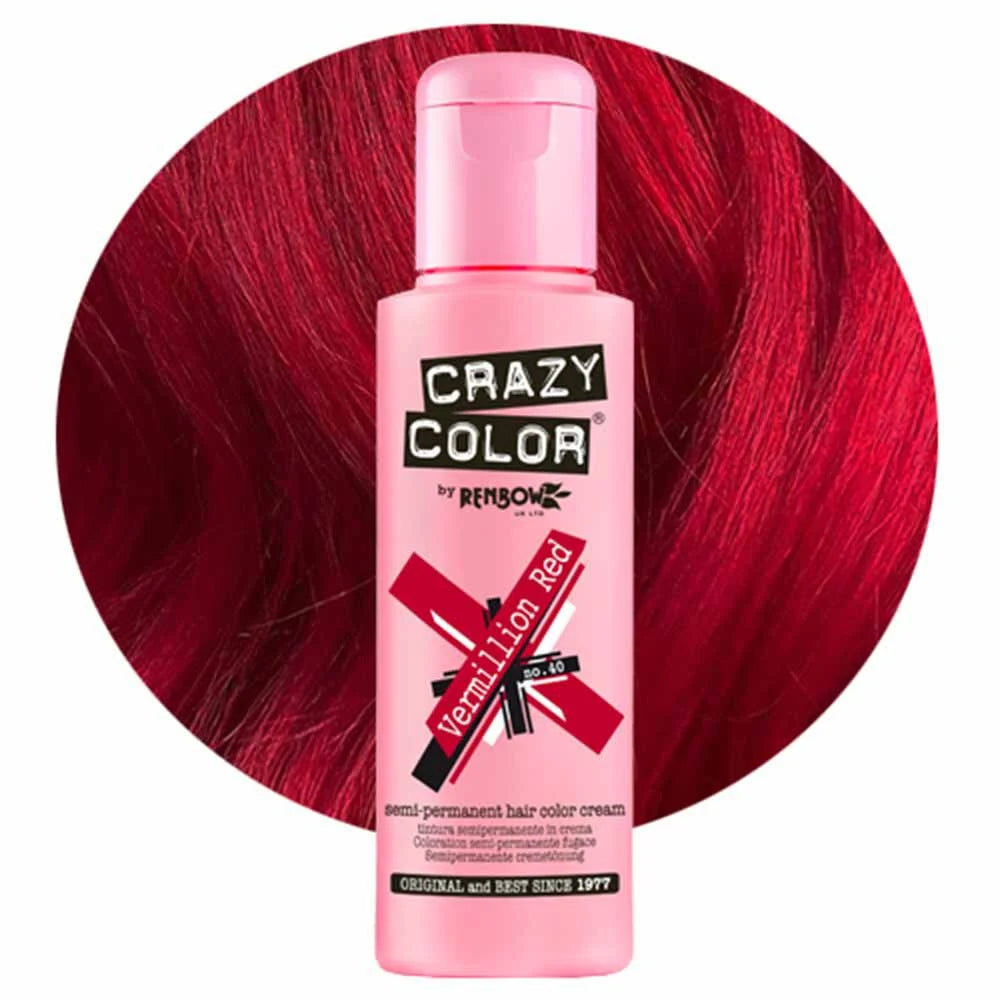 Crazy Color Semi Permanent Vegan Hair Colour Cream - Vermillion Red - 100ml