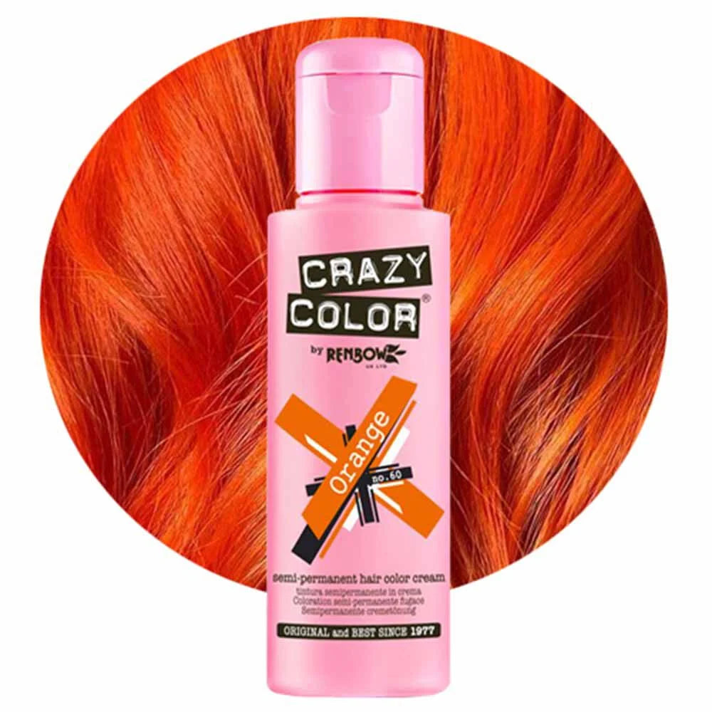 Crazy Color Semi Permanent Vegan Hair Colour Cream - Orange - 100ml