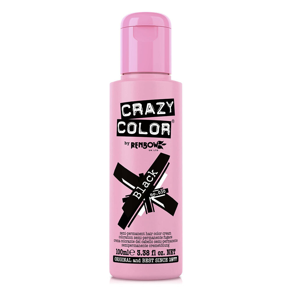 Crazy Color Semi Permanent Vegan Hair Colour Cream - Black - 100ml