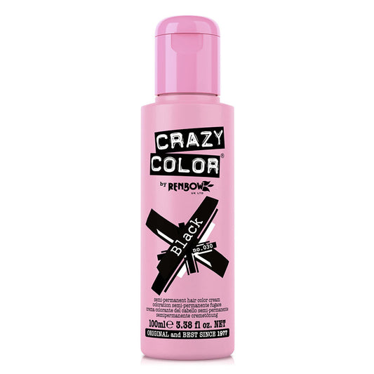 Crazy Color Semi Permanent Vegan Hair Colour Cream - Black - 100ml