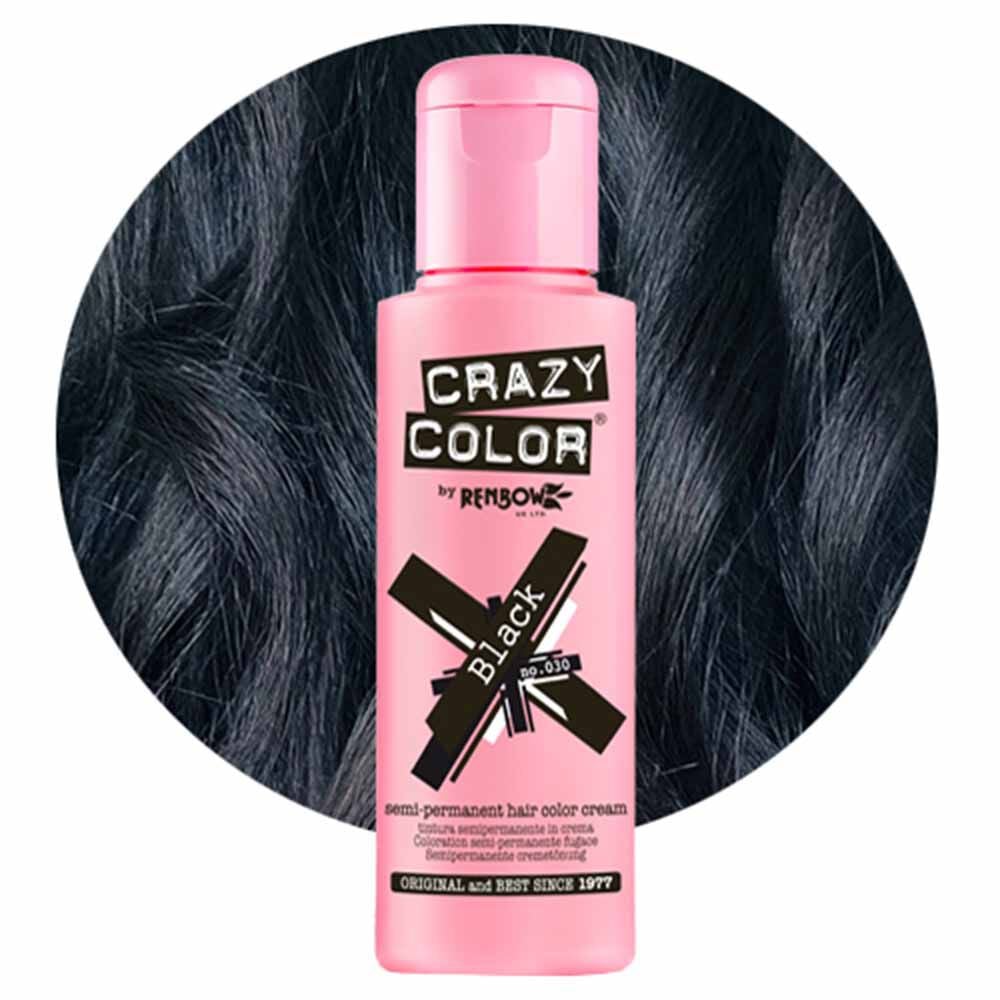Crazy Color Semi Permanent Vegan Hair Colour Cream - Black - 100ml