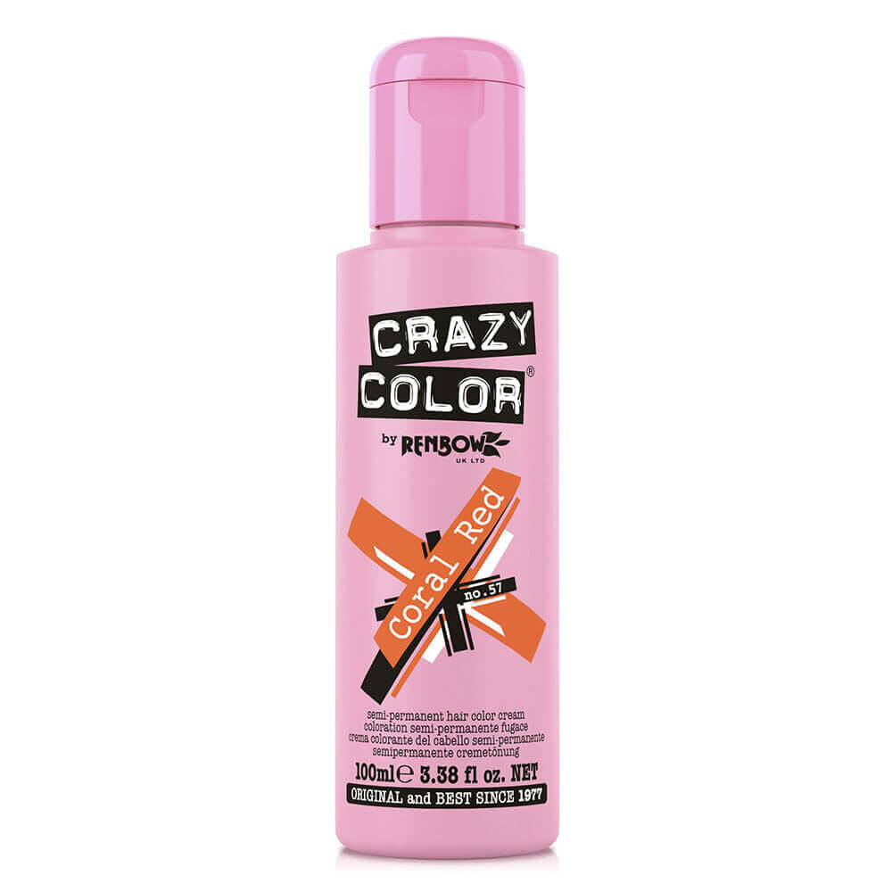 Crazy Color Semi Permanent Vegan Hair Colour Cream - Coral Red - 100ml