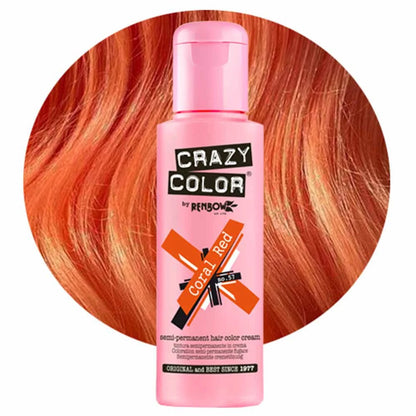 Crazy Color Semi Permanent Vegan Hair Colour Cream - Coral Red - 100ml