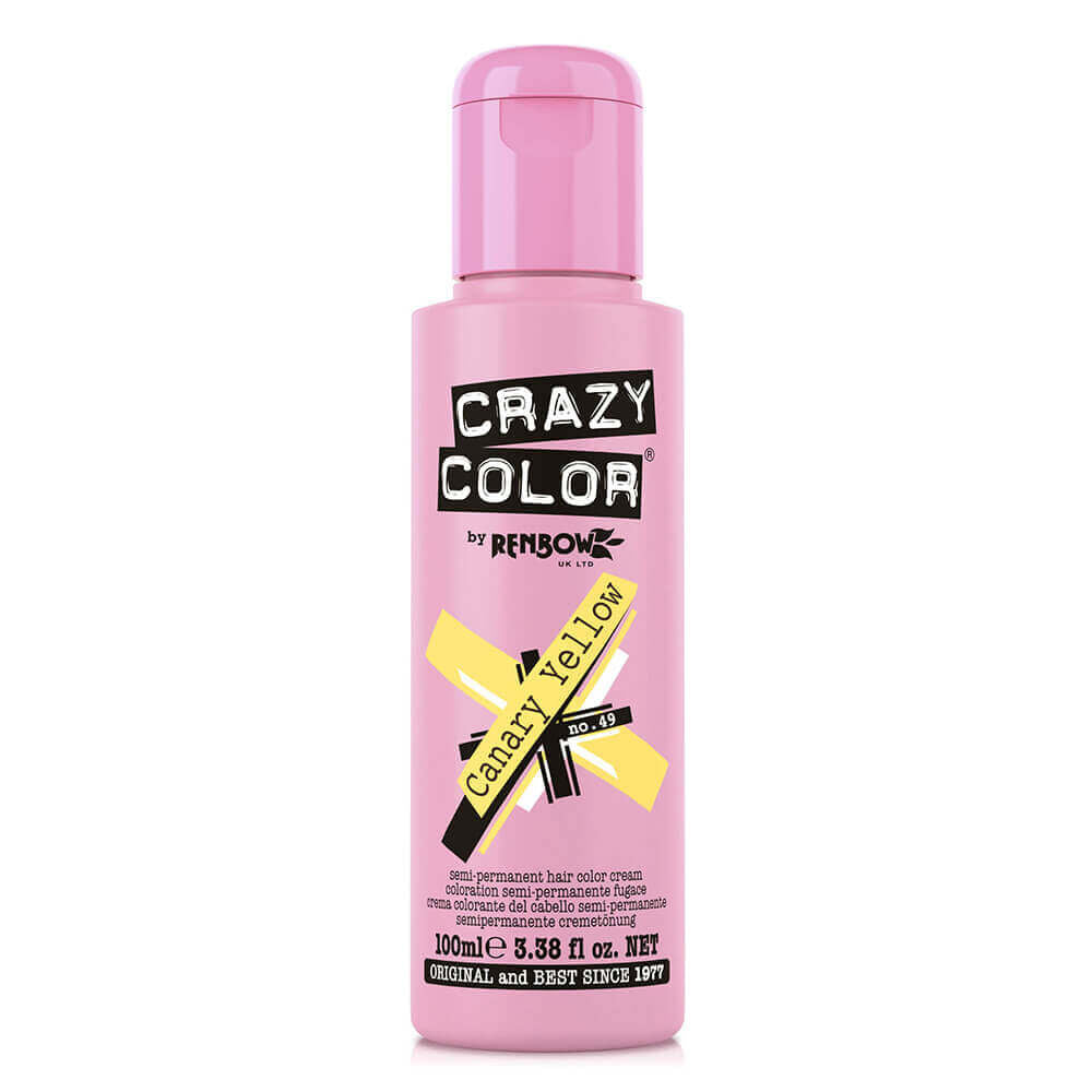 Crazy Color Semi Permanent Vegan Hair Colour Cream - Canary Yellow - 100ml