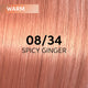 Wella Professionals Shinefinity Zero Lift Glaze Semi-Permanent HairColour - 08/34 Warm Spicy Ginger - 60ml Swatch