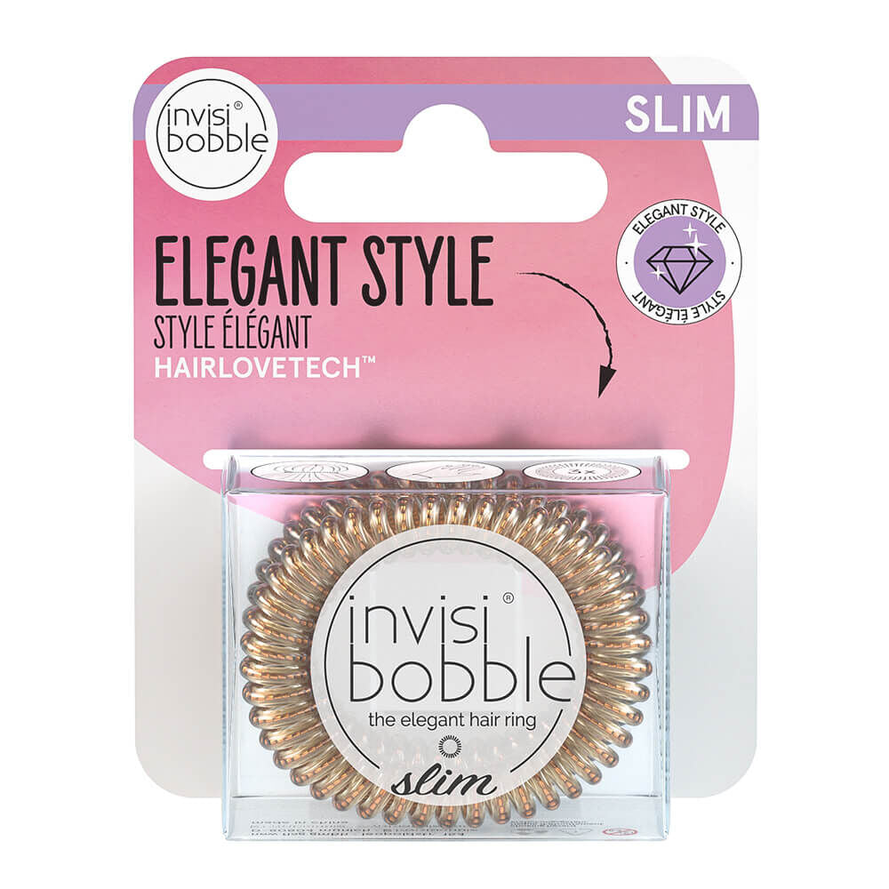 invisibobble Slim Hair Ties, Bronze Me Pretty, Pack of 3