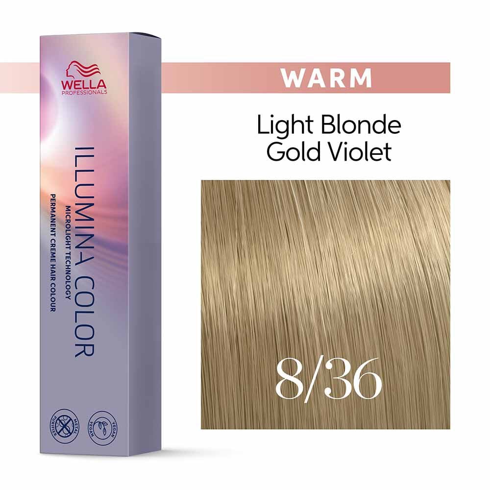 Wella Professionals Illumina Color Permanent Hair Colour 8/36 Light Blonde - 60ml