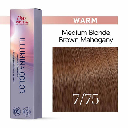 Wella Professionals Illumina Color Permanent Hair Colour 7/75 Medium Blonde - 60ml