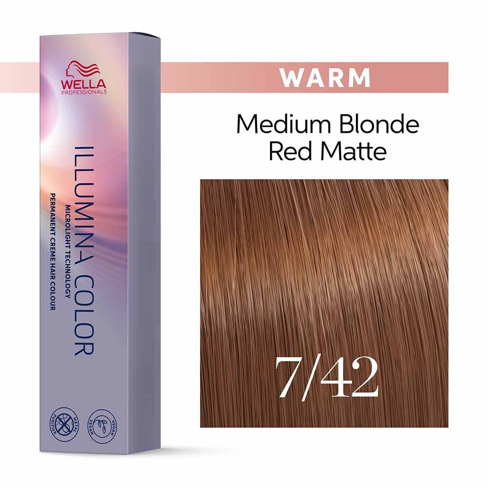 Wella Professionals Illumina Color Permanent Hair Colour 7/42 Medium Blonde - 60ml