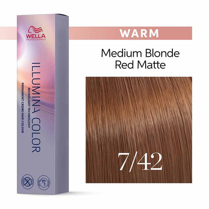 Wella Professionals Illumina Color Permanent Hair Colour 7/42 Medium Blonde - 60ml