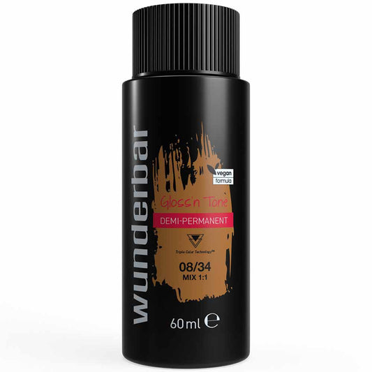 Wunderbar Gloss'n Tone Demi-Permanent Colour Liquid 08/34 Light Blond Golden Red 60ml