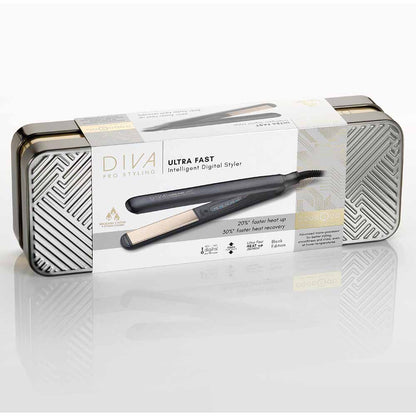 Diva Professional Styling Ultra Fast, Intelligent Digital Styler Hair Straightener Black Edition
