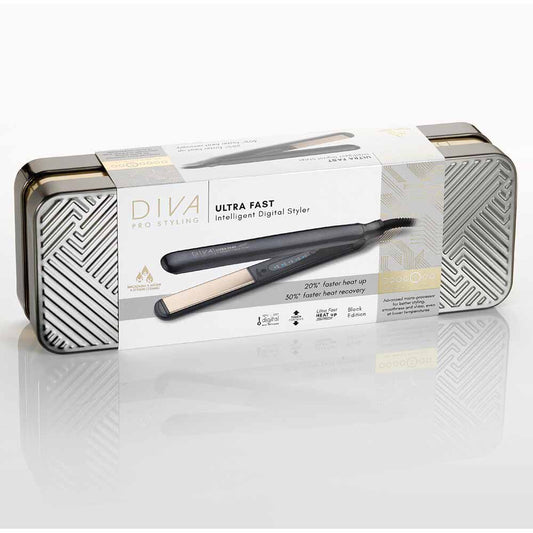 Diva Professional Styling Ultra Fast, Intelligent Digital Styler Hair Straightener Black Edition