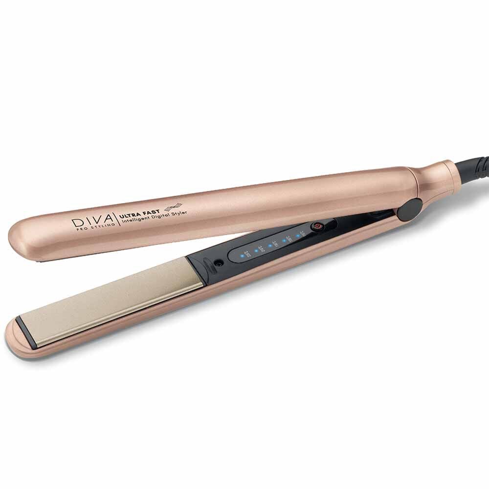 Diva Professional Styling Ultra Fast, Intelligent Digital Styler Hair Straighteners Rose Gold Edition