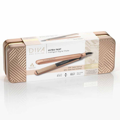 Diva Professional Styling Ultra Fast, Intelligent Digital Styler Hair Straighteners Rose Gold Edition